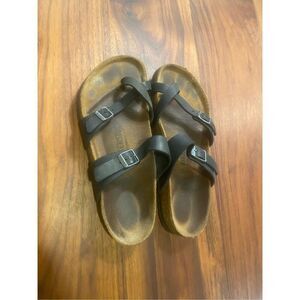 Birkenstock Men’s Black Leather Strappy Slip On Thong Slide Sandals Size 39